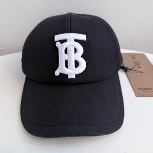 NEW Burberry Men’s TB logo embroidered Black cotton adjustable Cap